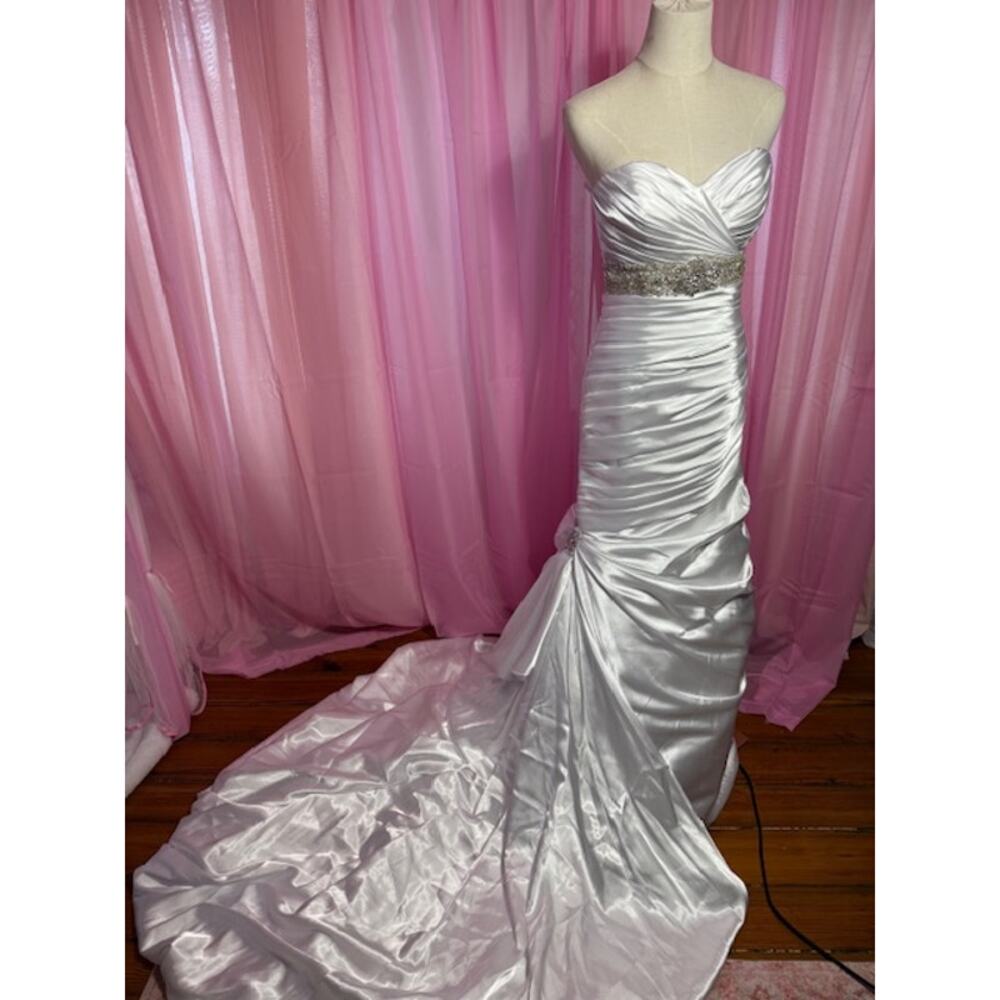 Fabulous Formals Satin Wedding Dress with Belt Size 8 NWT
